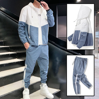 2025 Men Tracksuit Casual Joggers Hooded Sportswear Jackets And Pants 2 Piece Sets Hip Hop Running Sports Suit.