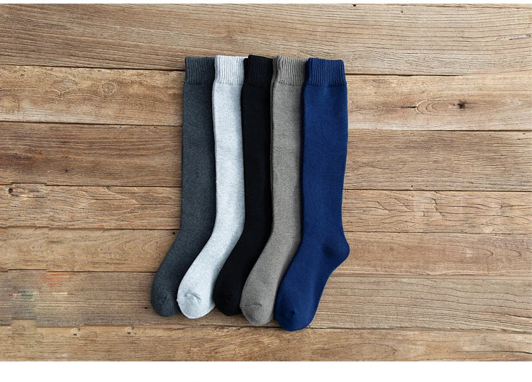 6PCS=3Pairs Men's Winter Compression Stocking Warm Hot Knee High Long Leg Terry Socks Warm Thicken Cover Calf Socks Size 38-44.