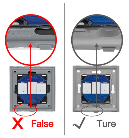 BSEED 1/2/3Gang Wand-Touch-Schalter-Funktionstaste, die Basis von Lichtschaltern, Schalterteil ohne Glasscheibe, Ein-Aus, 1/2Weg.
