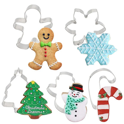 5Pcs/set Christmas Cookie Cutter Gingerbread Xmas Tree Mold Christmas Cake Decoration Tool Navidad Gift DIY Baking Biscuit Mould.