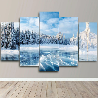 Landscape Canvas Posters Home Decor 5 Pieces Natural Lake Paintings Wall Art Scenery Pictures Modular Living Room Decor Unframed.