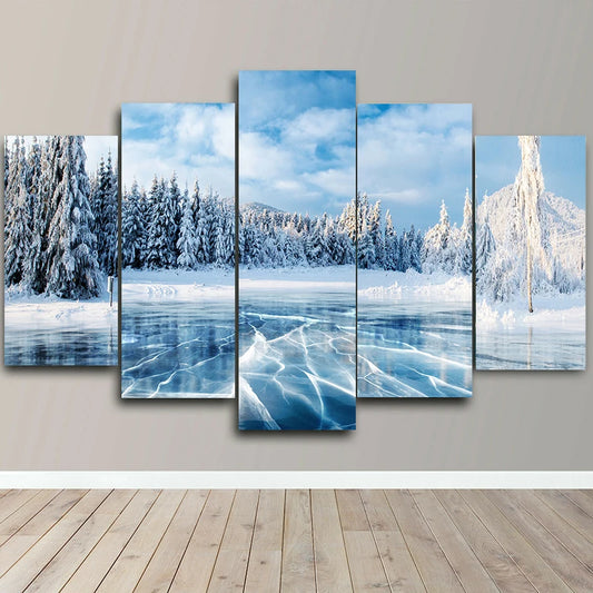 Landscape Canvas Posters Home Decor 5 Pieces Natural Lake Paintings Wall Art Scenery Pictures Modular Living Room Decor Unframed.