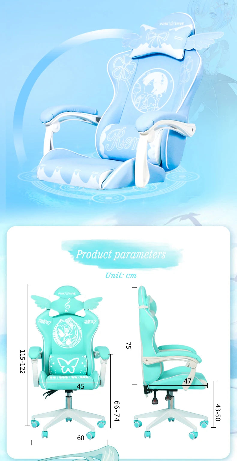 Niedliche elektronische Musik Mädchen rosa Shilla Gaming Stuhl Home Office lässig Computer Stuhl heben rotierenden Cartoon Cartoon Stuhl