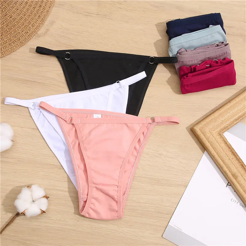 FINETOO 3Pcs/set Cotton Briefs Panties Women Sexy Low Waist Underwear M-2XL Ladies Cotton Underpants Soft Feamle Lingerie 2024