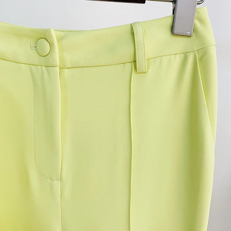 HIGH STREET Newest 2024 S/S Designer Runway Suit Set Women Single Button Slim Fit Blazer Flare Pants Suit Two Pieces.