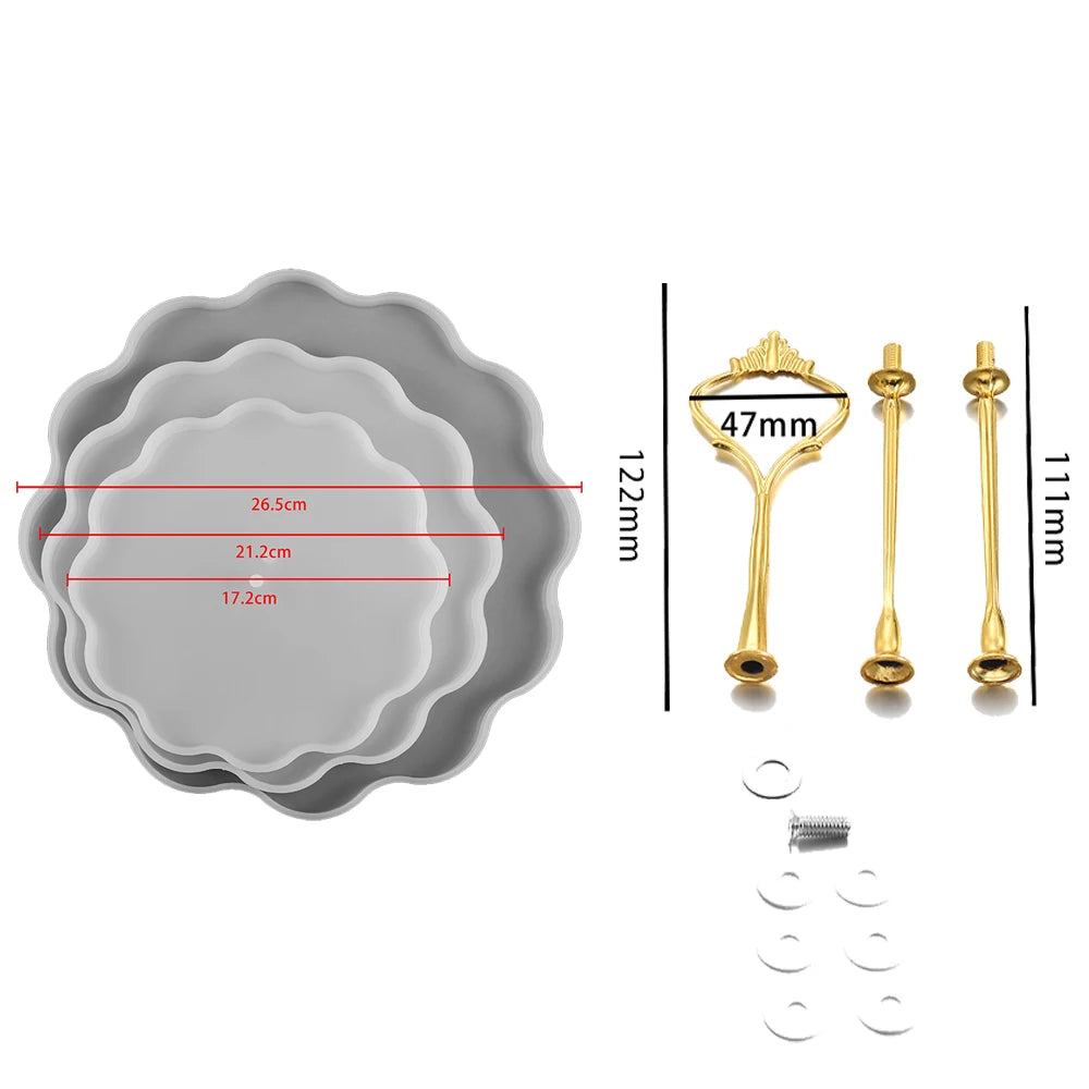 Three-Layer Fruit Dish Epoxy Resin Mold Tea Tray Silicone Molds Storage Tray Mould For DIY UV Resin Coaster Accessories