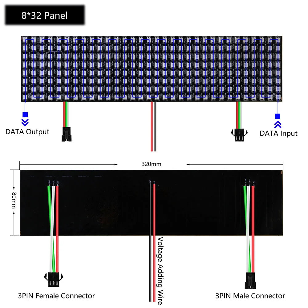 WS2812B RGB LED Digital Flexible Individuell adressierbare Panel Licht WS2812 8x8 16x16 8x32 Modul Matrix Bildschirm DC5V