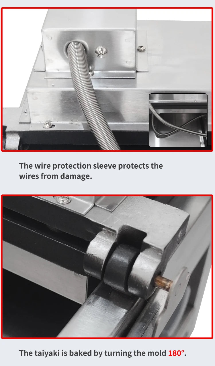 XEOLEO Taiyaki Maker Fish Waffle Machine Fish Cake Baking Machine 6 Pcs Fish Ice Cream Waffle Maker 3000W Non-stick Pan.