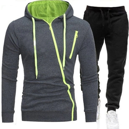 Spring Autumn 2020 Men's Sweat Suit Set Tracksuit Men Outfit Full Sleeve Tops with Hood Outdoor Sport Wear Men's Hooded Suit