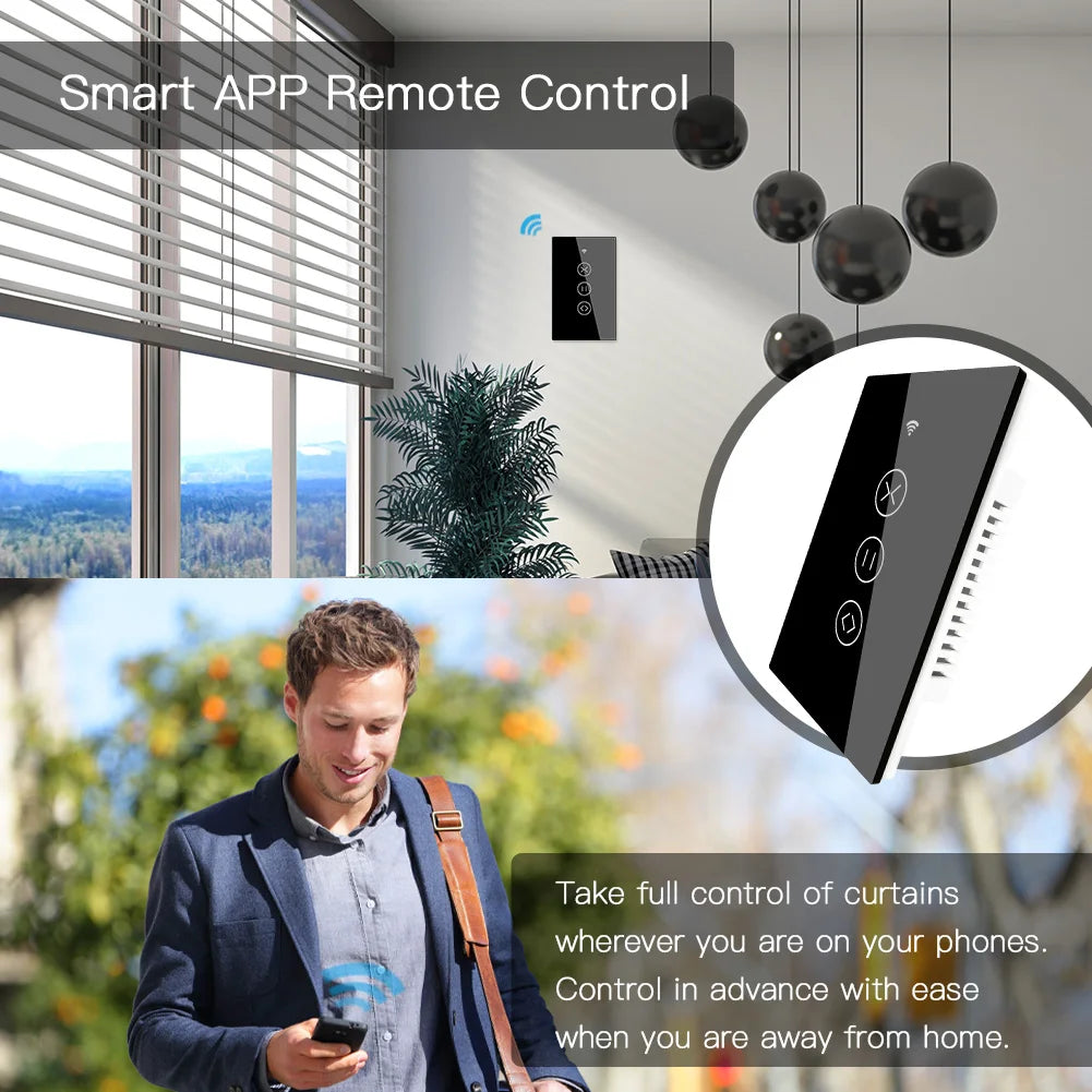 US EU WiFi RF433 Smart Touch Vorhang Rollos Motorschalter Tuya Smart Life App Fernbedienung Funktioniert mit Alexa Google Home.