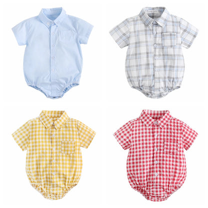 Sanlutoz Baumwolle Baby Jungen Bodys Mode Neugeborenen Kleidung für Baby Jungen Kurzarm Sommer Baby Kleidung Plaid.