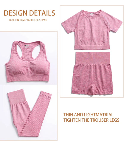 Women Vital Seamless Yoga Fitness Clothing Set High Waist Gym Leggings Crop Tops Sports Tracksuit Plush Up Sports Outfits