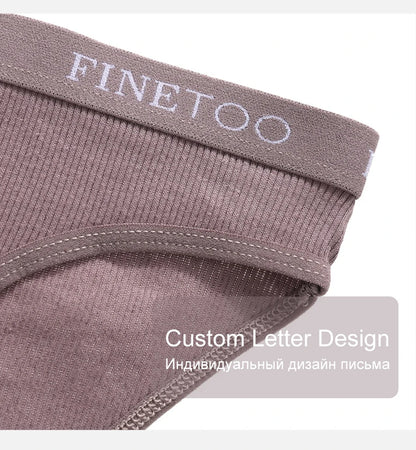 FINETOO 3PCS/Set Women's Underwear Cotton Panty Sexy Panties Female Underpants Solid Color Panty Intimates Women Lingerie M-2XL.