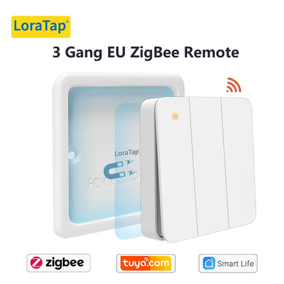LoraTap ZigBee 3.0 Wireless 14 EU US Push Button Remote Tuya Scene Automation Control Switch Smart Life App Hub Need