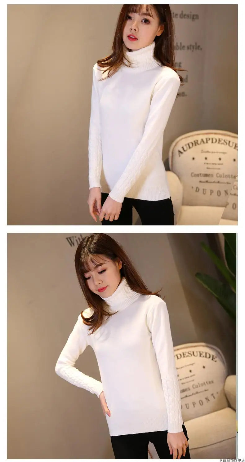 Frauen Pullover Rollkragen Pullover Herbst Winter Pullover Neue 2025, Lange Ärmel Dicke Warme Weibliche Pullover Khaki
