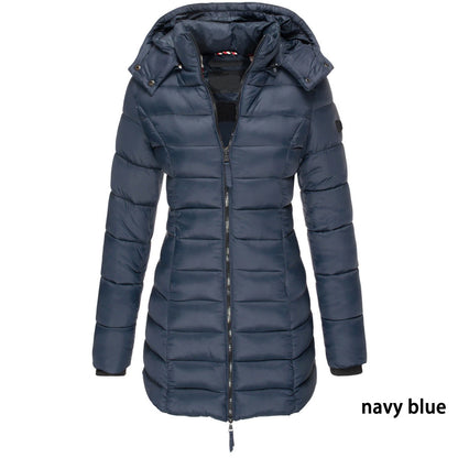 Winter Jacken für Frauen Zipper Mit Kapuze Baumwolle Gepolsterte Jacken Langarm Warme Mantel Schlank Parka Weibliche Tragbare Outwear