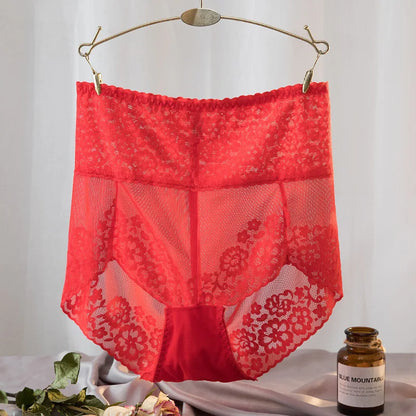 Women Lace High Waist Panties Sexy Mesh Girdle Waist Underwear Quality Plus Size Butt Lifter Knickers Tummy Slim Control Briefs