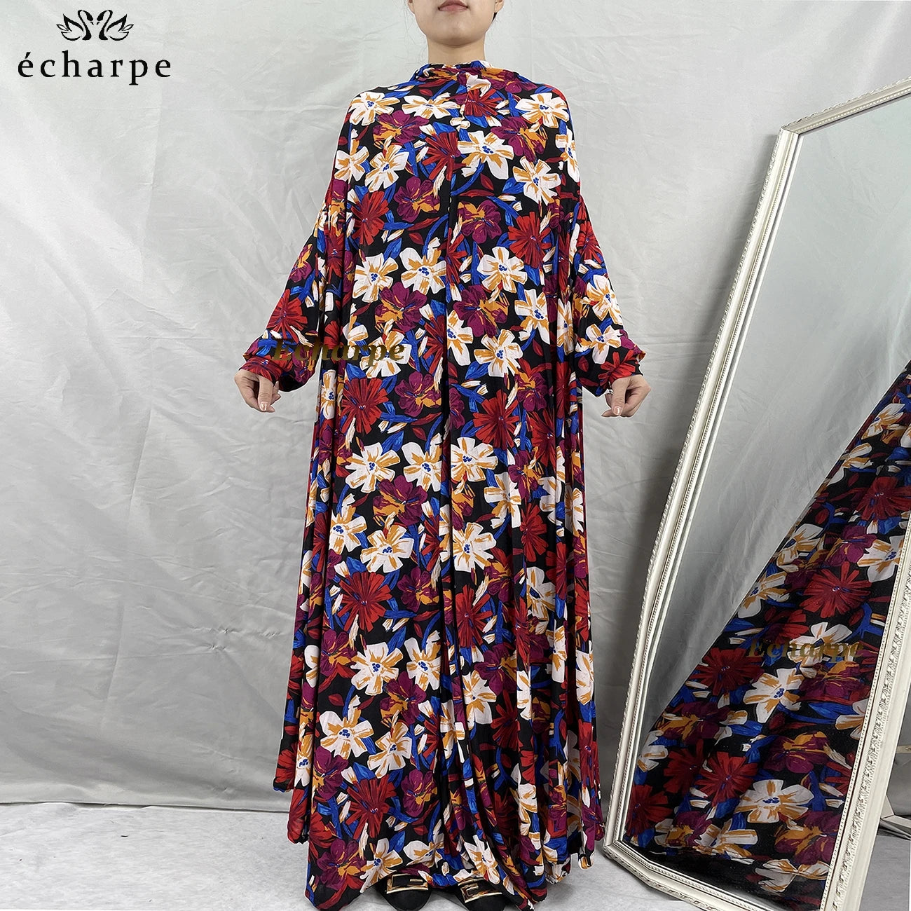 1 Pieces Muslim Hijabs Dress Women's Prayer Garment Dubai Abaya Arab Jibab Islam Flowers Djellaba Femmel Khimar Caftan Clothes.