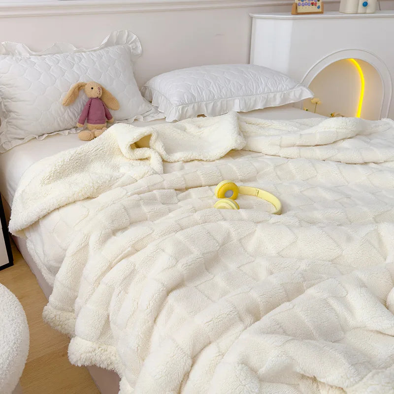 Ornate Jacquard Taffeta Comfort Blanket 100% Polyester Double-Layer Knitted Eco-Friendly Embroidered Pattern.