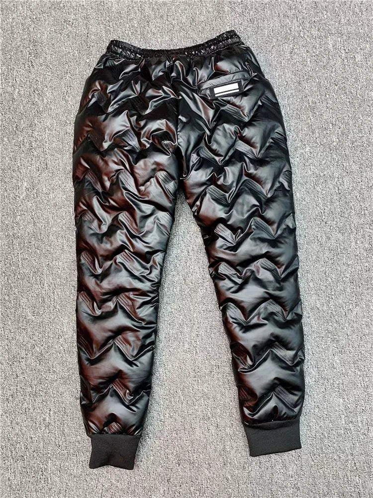 2022 New Men Shiny Winter Down Pant Thick Warm Sweatpants Casual Trousers Slim Outdoor Windproof Waterproof Cotton Pants.