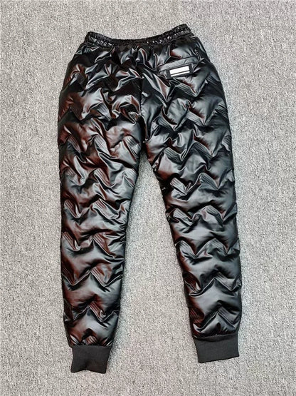2022 New Men Shiny Winter Down Pant Thick Warm Sweatpants Casual Trousers Slim Outdoor Windproof Waterproof Cotton Pants.