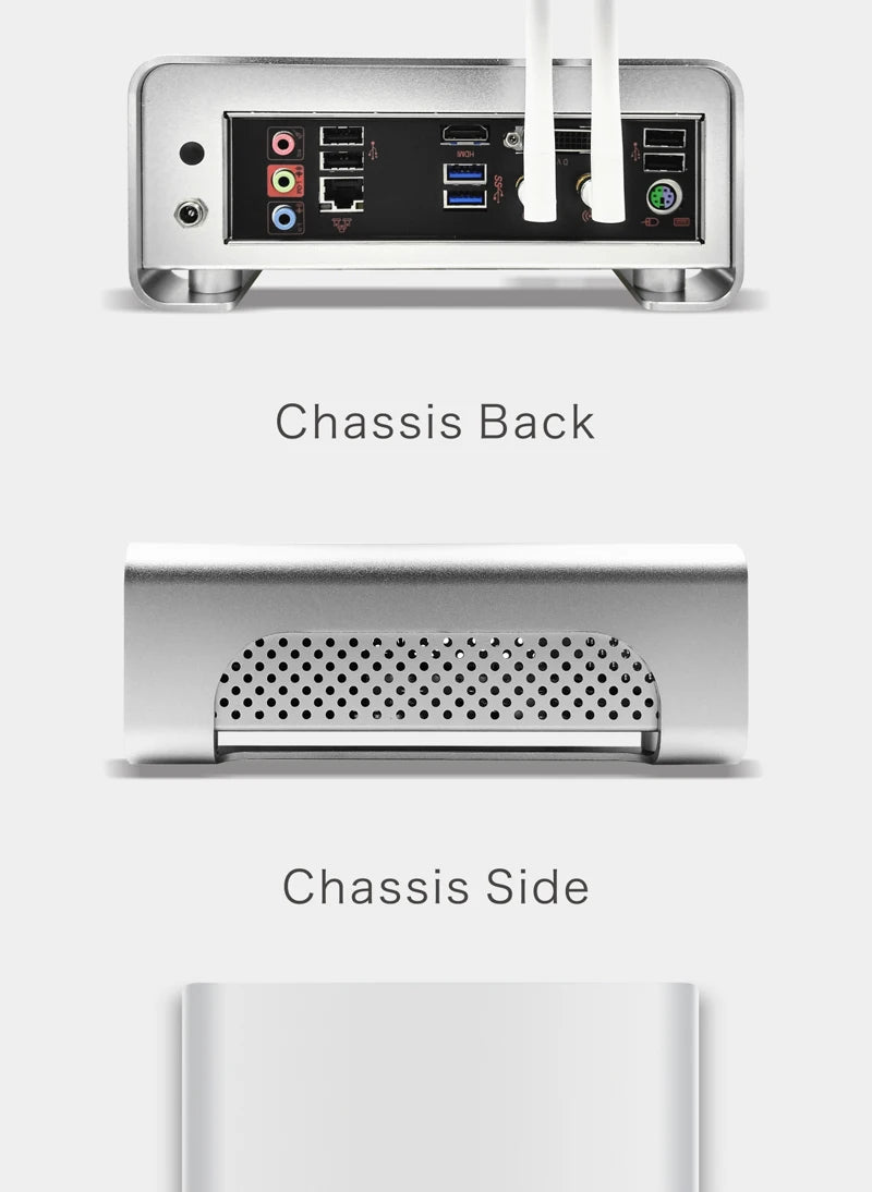 METALFISH MetalGear Plus Aluminum Mini HTPC Case Mini ITX Cases Computer Gaming PC Desktop Case Support DC ATX PSU.