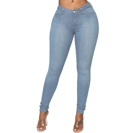 XS-6Xl High Waist Stretch Skinny Pencil Jeans Pants Women Plus Size Denim Trouser.