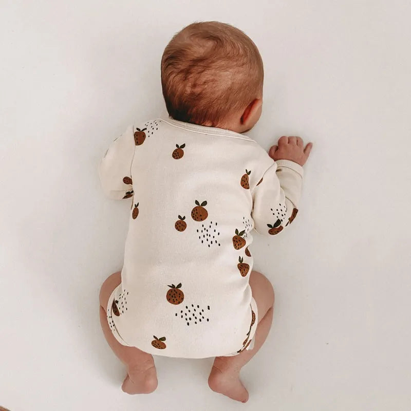 Neugeborenen Baby Mädchen Onesie Little Clementine Body Kleinkind Kinder Jungen Langarm Baumwolle Zwillinge Einteilige Baby Kleidung 0-24M.