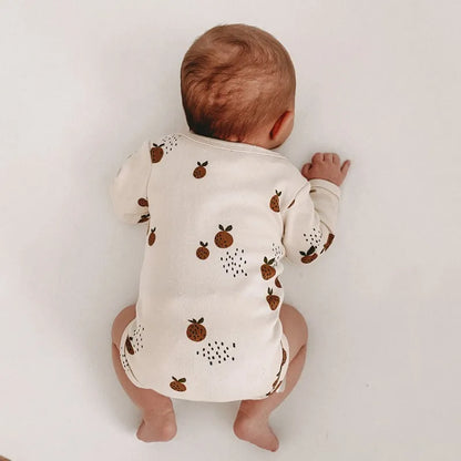 Neugeborenen Baby Mädchen Onesie Little Clementine Body Kleinkind Kinder Jungen Langarm Baumwolle Zwillinge Einteilige Baby Kleidung 0-24M.