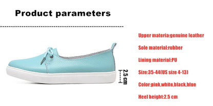 WOIZGIC Women Students Gril Female Genuine Leather White Shoes Flats Platform Lace Up Korean Casual Vulcanized Shoes FEZ-173.