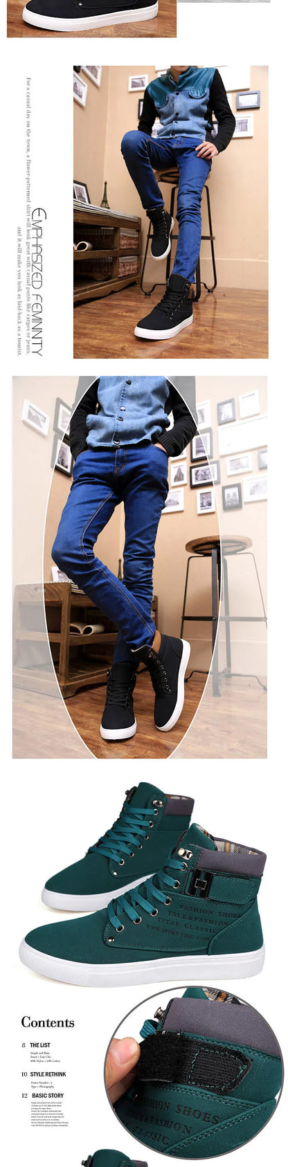 New Arrival Men's High Top Casual Shoes Spring/Autumn High Top Sneakers High Quality Retro Fashion Men Boots Zapatillas Hombre