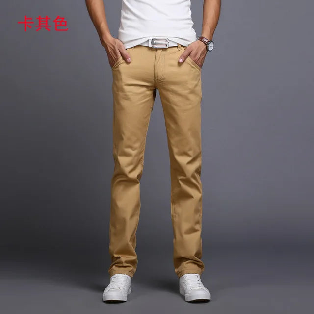 2022 Spring summer New Casual Pants Men Cotton Slim Fit Chinos Fashion Trousers Male Brand Clothing 9 colors Plus Size 28-38
