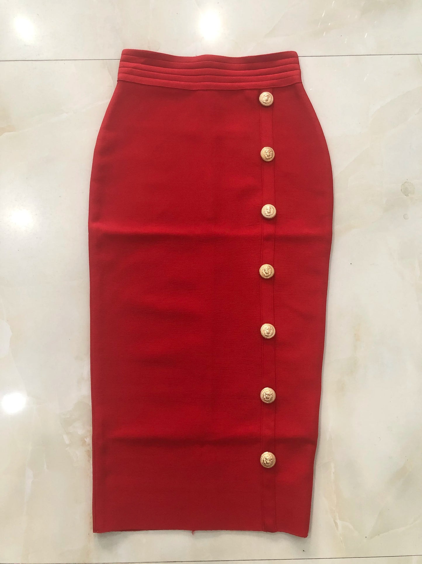 New Arrival Women Button Black Blue Red Bodycon Bandage Skirt 2024 Designer High Waist High Street Party Club Pencil Skirt 75cm.