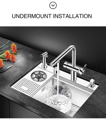 ASRAS Island Hidden kitchen Sink 304 Stainless Steel 4mm Thickness Handmade Brushed Sink High Pressure Cup Washer kitchen Sinks