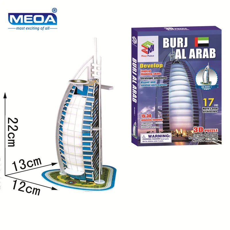 40 Style World Famous Architecture Building 3D Puzzle Model Construction 3D Jigsaw Puzzle Toys For Kids Christmas Gift.