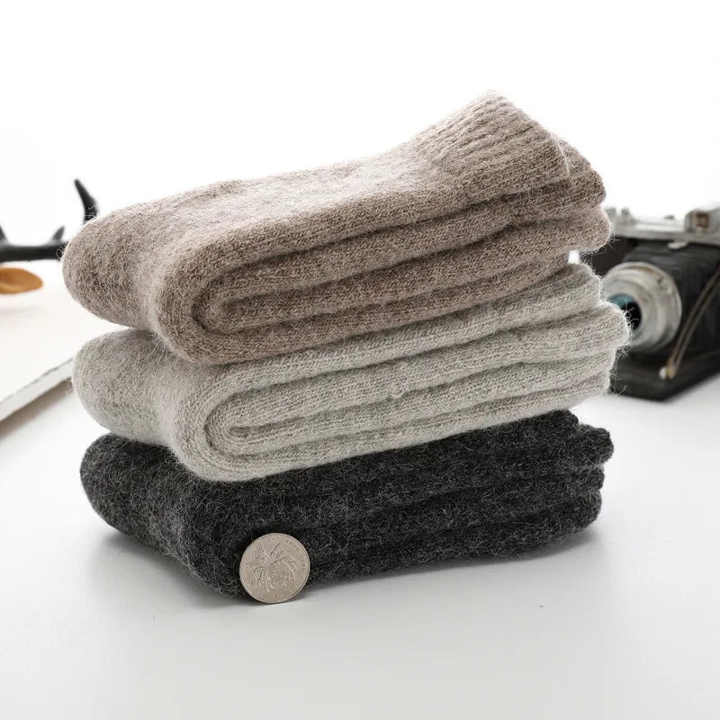 Super Thicker Solid Socks Merino Wool Rabbit Socks Snow calceta hombre skarpety meskie Warm Funny Happy Winter Male Men Socks.