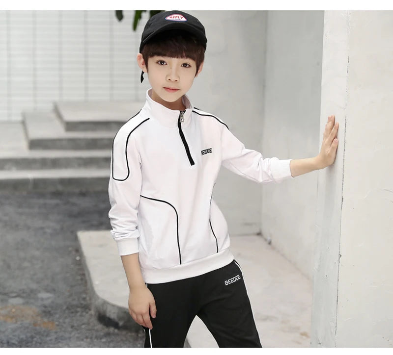 Spring Autumn Teenager Boys Clothing Sets Child Fashion Letter Sweatshirt + Pants 2Pcs Kids Tracksuit 4 5 6 7 8 9 10 11 12 Years.