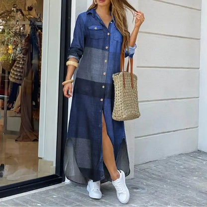 ZANZEA Party Vintage Leopard Robe Frauen 2025, Herbst Casual Langarm Maxi Lange Vestidos Kleid Mode Übergroßen Hemd Sommerkleid