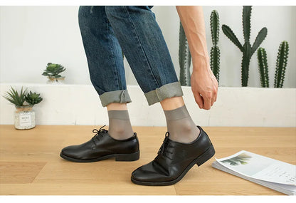 10Pairs Bamboo Men Ice Silk Socks Summer Spring Sports Socks Sweat Absorption Deodorant Thin Stripe Breathable Silk Long Sock.