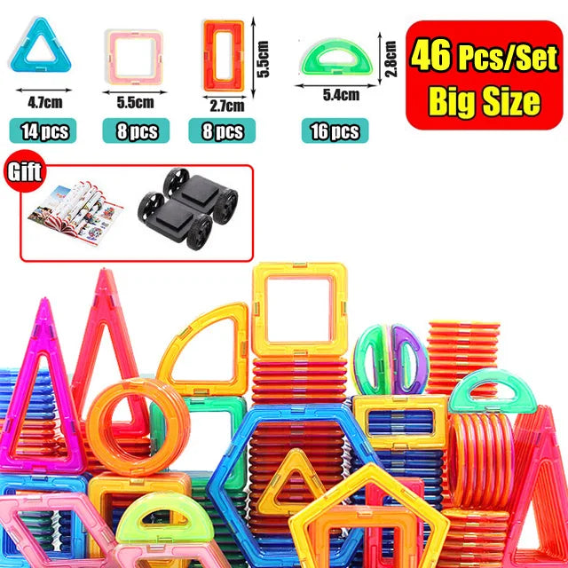 30-168PCS Medium Size Magnetic Building Blocks Magnet Designer Construction Set Montessori Educational Toys For Kids Gifts.