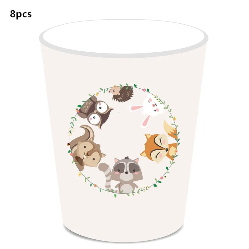 Dschungel Thema Partei Dekor Versorgung Einweg Geschirr Set Wald Tier Fuchs Hedgehog Ballon Baby Dusche Kid Geburtstag Kuchen Topper