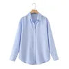 KAR&OT ZA Women's Clothing 2025 Summer New Style Button-down Minimalist Striped Long-sleeved Lapel Shirt Top 2350485.