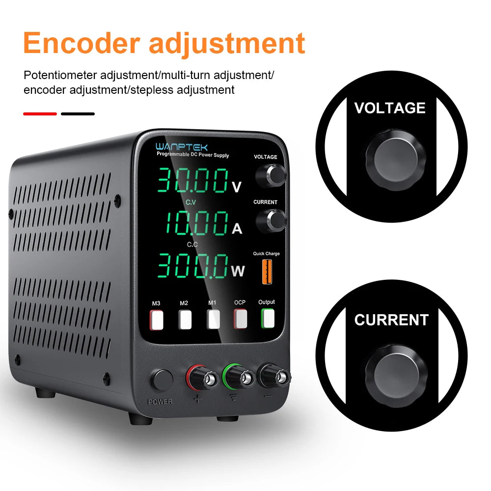 Wanptek Adjustable DC Power Supply 30V 10A LED Lab Bench Power Source Stabilized Switch Power Supply Voltage Regulator 60V 5A
