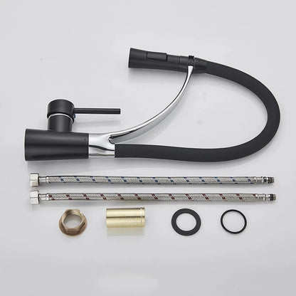 Kitchen Faucet Swivel Pull Down Black Hose Kitchen Sink Faucet Sink Tap Mounted Deck Bathroom Hot And Cold Water Mixer Crane