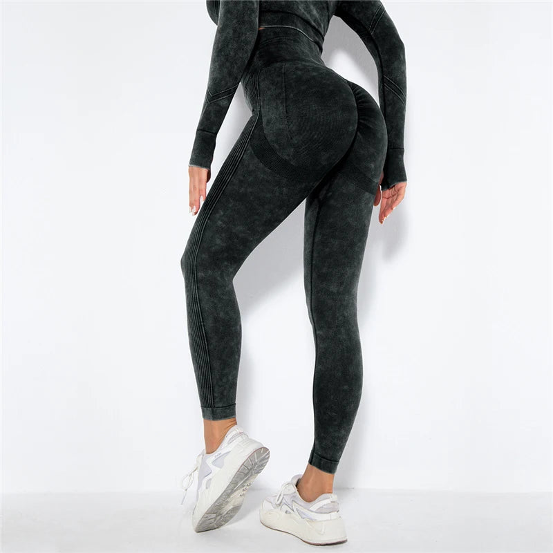Hamidou Cropped Top Gym Set Seamless Women Yoga Workout Set Fintess Clothing Push Up Leggings Sport Wear Women Suits Tracksuit