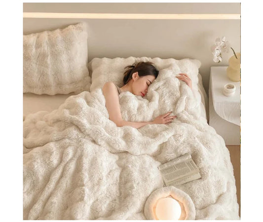 Tuscany Eco-friendly Rabbit Hair Short Pile Leisure Blanket Light Luxury Soft Warm Blanket