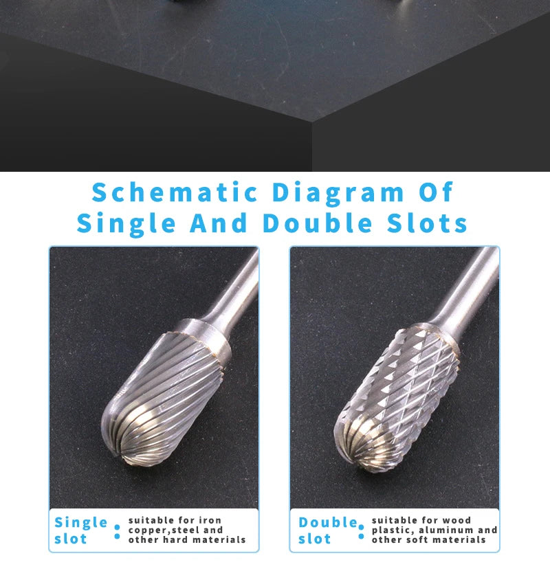 AX Double Cut Wolframkarbid Rotary File Bohrer Fräsen Carving Bit Point Burr Die Grinder Schleiflegierung Schleifkopf Werkzeug