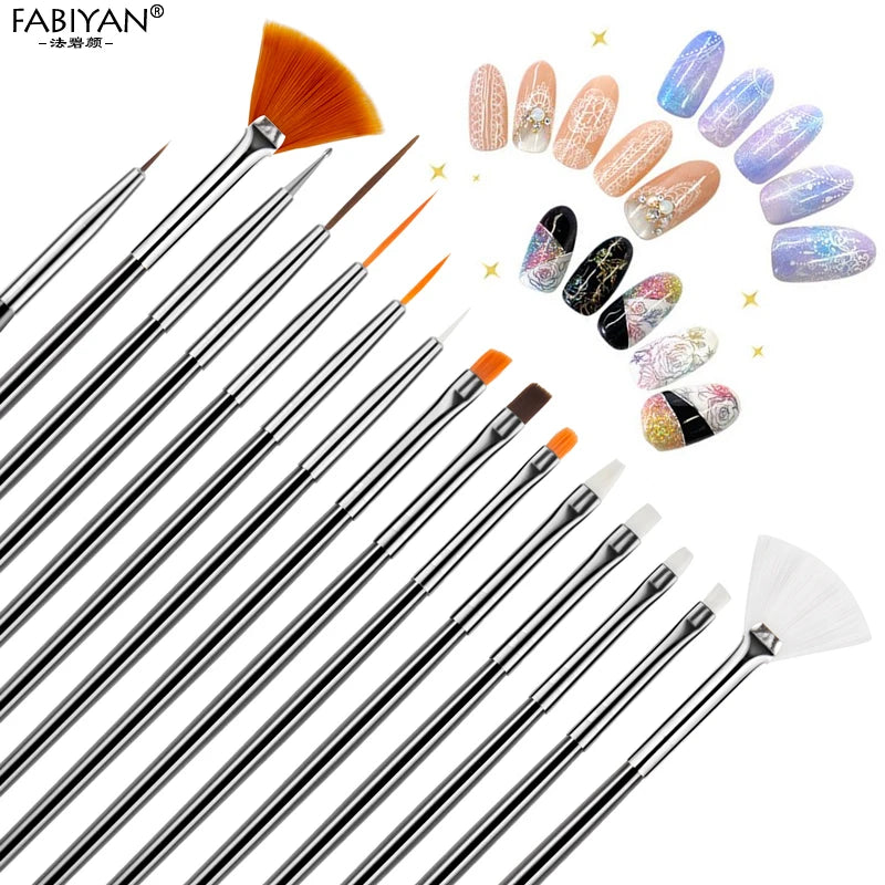 7 Size Nail Art Brush Flat Acrylic Drawing Pen UV Gel Polish French Design Painting Extension Coating Tools Set Manicure.