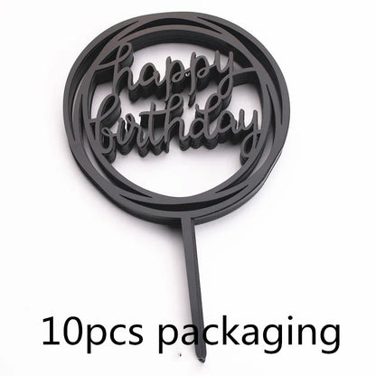 10 Stück Roségold Happy Birthday Kuchendeckel Silber Schwarz Schlichtes Design Acryl Kuchendeckel Babyparty Party Dessert Dekoration