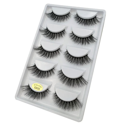 MEISHENJIE 5 pairs eyelashes 3d mink lashes natural long 1 box mink eyelashes 1cm-1.5cm 3d false eyelashes full strip lashes.